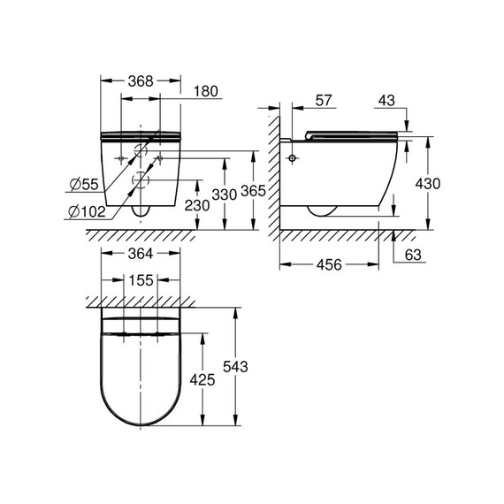 Унитаз подвесной безободковый Grohe BauCeramic 103860SH00 с быстросъемным сиденьем микролифт фото 2