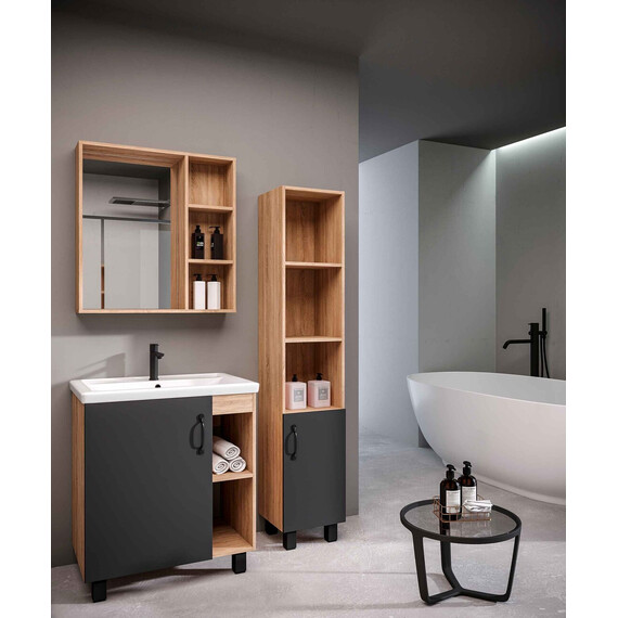 Тумба напольная с раковиной Grossman Флай 70 см 107002, дуб сонома/серая фото 4