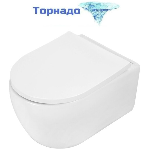 Унитаз подвесной безободковый Azario Rime AZ-1683WHD с быстросъемным сиденьем микролифт (система смыва Торнадо) фото 