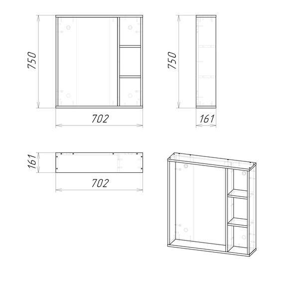 Зеркало Grossman Флай 70 см 207001, дуб сонома фото 2