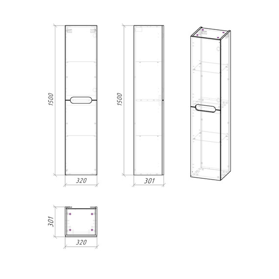 Пенал подвесной Grossman Адель 32 см 303201, белый глянцевый фото 4