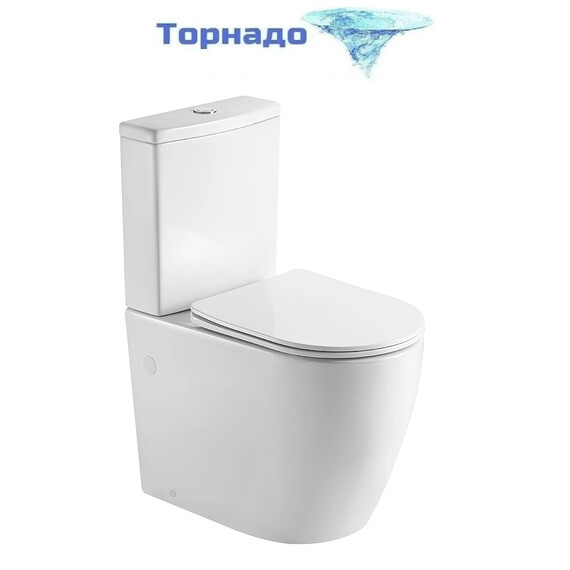 Унитаз-компакт безободковый Azario LUMA TORNADO FLUSHING AZ-1253ST с тонкой крышкой микролифт (система смыва Торнадо) фото 2