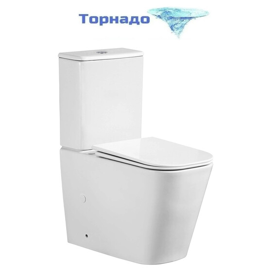 Унитаз-компакт безободковый Azario ESCONDA AZ-1255A с крышкой микролифт (система смыва торнадо) фото 