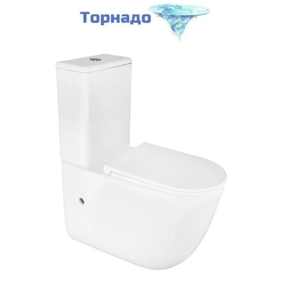 Унитаз-компакт безободковый Azario RIANO AZ-1307A с крышкой микролифт (система смыва Торнадо) фото 