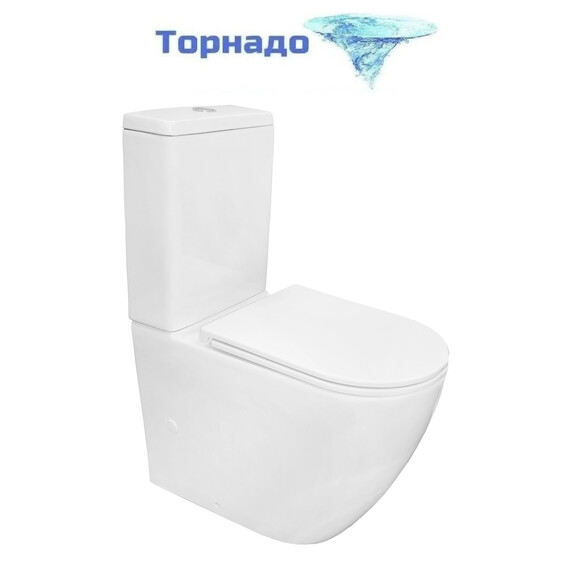 Унитаз-компакт безободковый Azario Grado AZ-2141 UQ1 с крышкой микролифт фото 