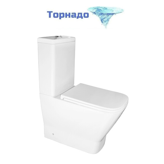 Унитаз-компакт безободковый Azario Joy AZ-2168-UQ3 с крышкой микролифт (система смыва Торнадо) фото 