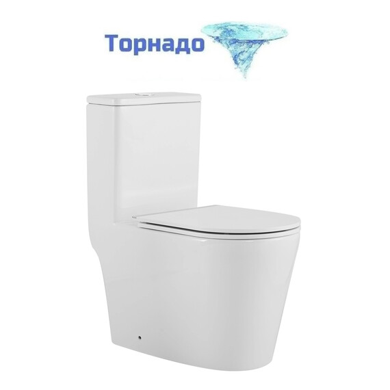 Унитаз-моноблок безободковый Azario Nimbus AZ-6080-AP с тонкой крышкой микролифт (система смыва Торнадо) фото 