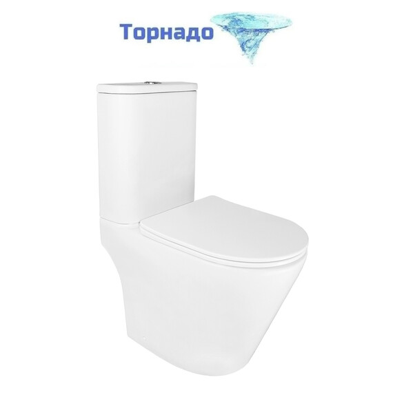 Унитаз-компакт безободковый Azario Berton AZ-6093 с тонкой крышкой микролифт (Система смыва торнадо) фото 