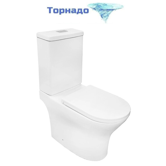 Унитаз-компакт безободковый Azario Tesoro AZ-8501 с крышкой микролифт (система смыва Торнадо) фото 