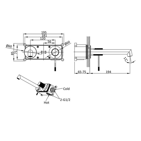 Смеситель для раковины настенный Vincea Desire VBFW-1D1BN (со скрытой частью) никель брашированный фото 3