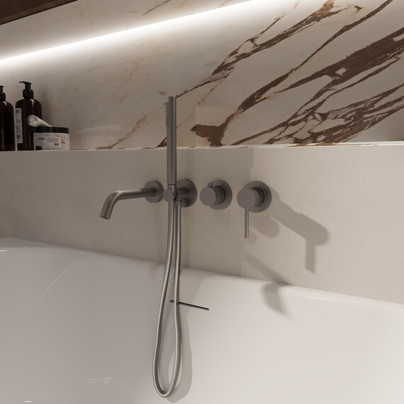 Смеситель для ванны Vincea Groove VBTW-4G1GM, вороненая сталь фото 2