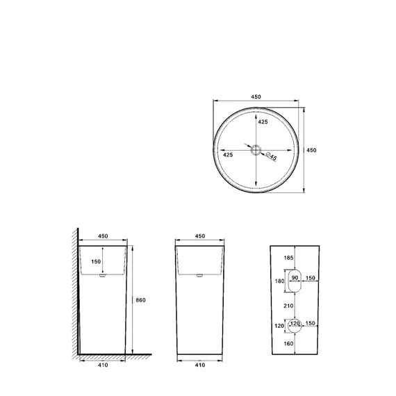 Раковина напольная SantiLine 45 см SL-4024 фото 4