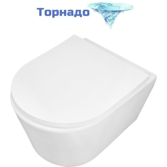 Унитаз подвесной безободковый Azario Velo AZ-1273WHD с быстросъемным сиденьем микролифт (система смыва Торнадо) фото 