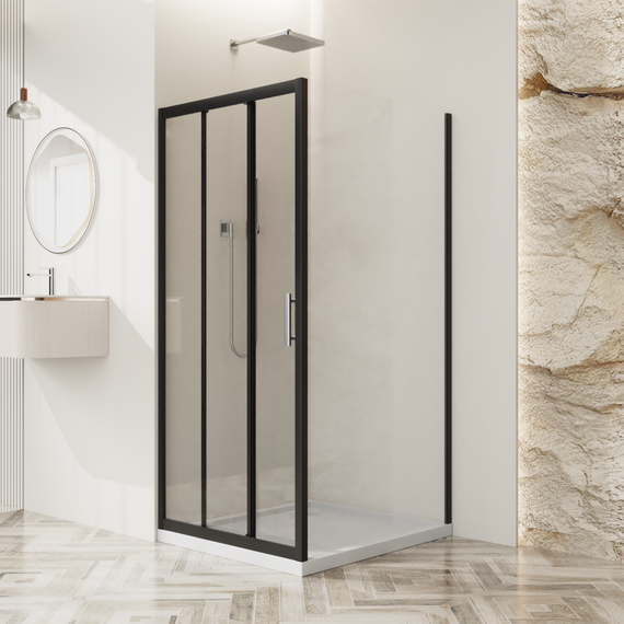 Душевое ограждение BelBagno 120x70 см UNO-195-AHF-31-120/70-C-NERO, чёрный матовый/прозрачное фото 