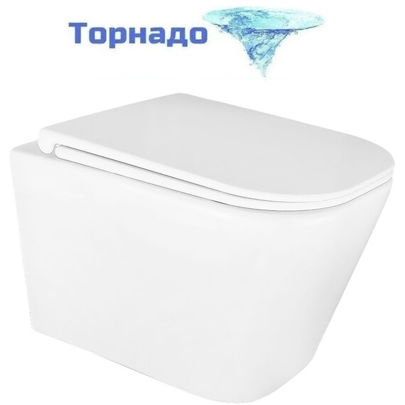 Унитаз подвесной безободковый Azario ESCONDA AZ-2805E с крышкой микролифт (Система смыва торнадо) фото 