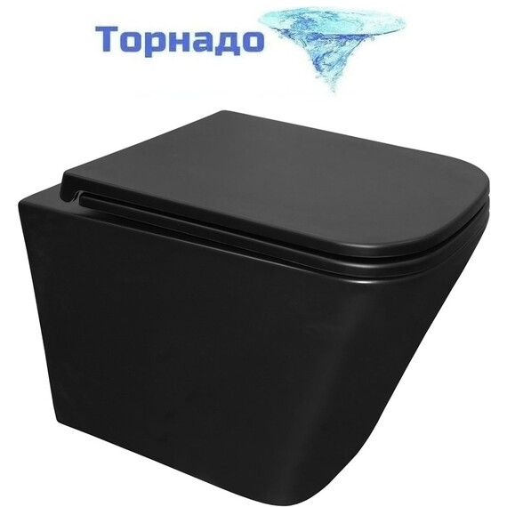 Унитаз подвесной безободковый Azario Teramo AZ-0052-UQ3MB с крышкой микролифт (система смыва Торнадо) чёрный матовый, Цвет производителя: чёрный матовый фото 