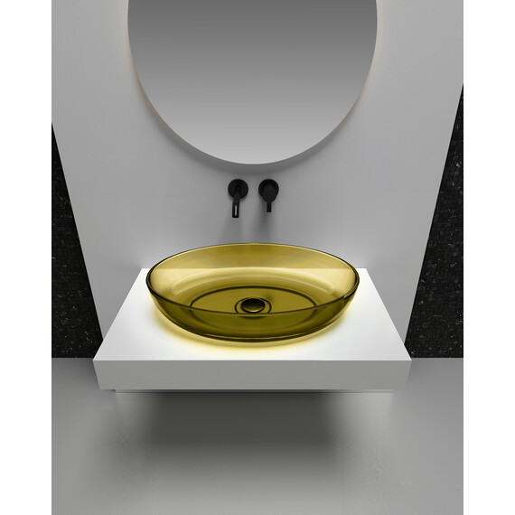 Раковина-чаша прозрачная Abber Kristall 60 см AT2801Vesuvian, оливковый фото 3