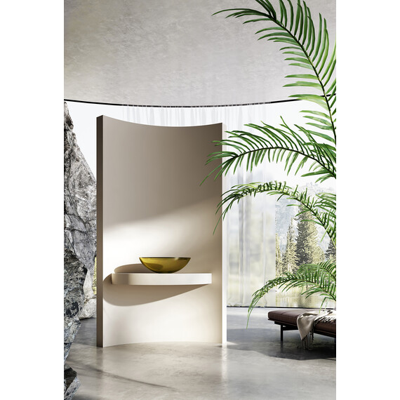 Раковина-чаша прозрачная Abber Kristall 50 см AT2802Vesuvian, оливковый фото 3