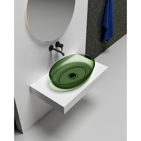 Раковина-чаша прозрачная Abber Kristall 60 см AT2801Emerald, зеленый фото 2