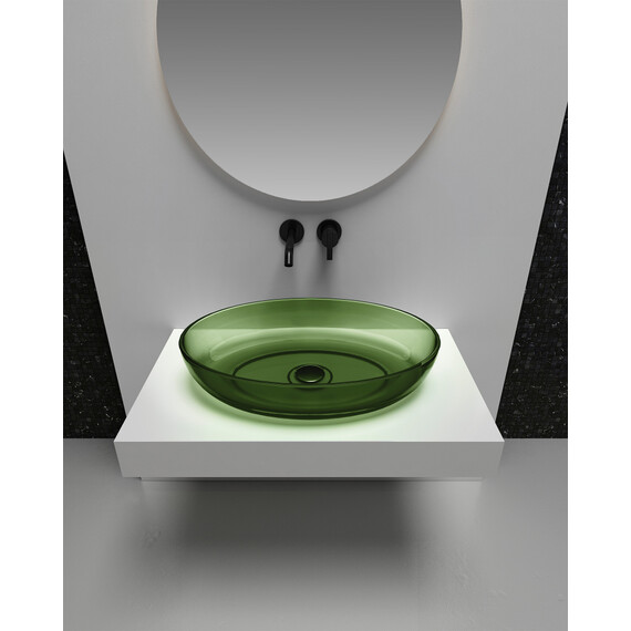 Раковина-чаша прозрачная Abber Kristall 60 см AT2801Emerald, зеленый фото 3