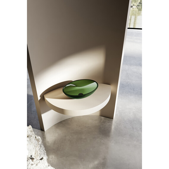 Раковина-чаша прозрачная Abber Kristall 50 см AT2802Emerald, зелёный фото 2