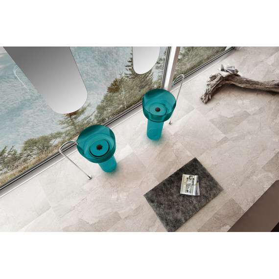 Раковина напольная прозрачная Abber Kristall 45 см AT2702Aquamarin-H, бирюзовый фото 3