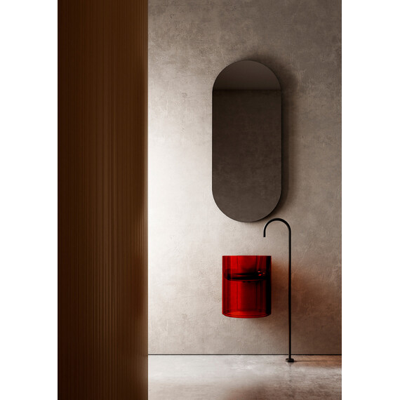 Раковина подвесная прозрачная Abber Kristall 42 см AT2704Rubin, красный фото 2