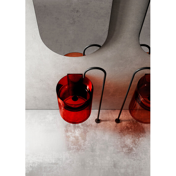 Раковина подвесная прозрачная Abber Kristall 42 см AT2704Rubin, красный фото 3