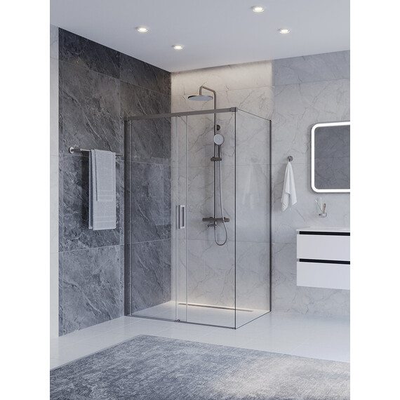 Душевое ограждение Cezares 110x100 см PLANE-AH-1-110/100-C-IN, сатин/прозрачное фото 2