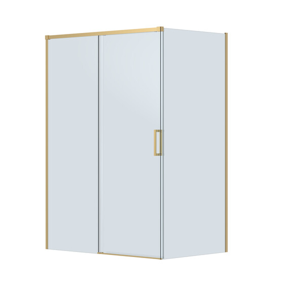 Душевое ограждение Cezares 140x90 см PLANE-AH-1-140/90-C-BORO, брашированное золото/прозрачное фото 4