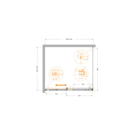 Душевое ограждение Cezares 100x90 см PLANE-AH-1-100/90-C-IN, сатин/прозрачное фото 5