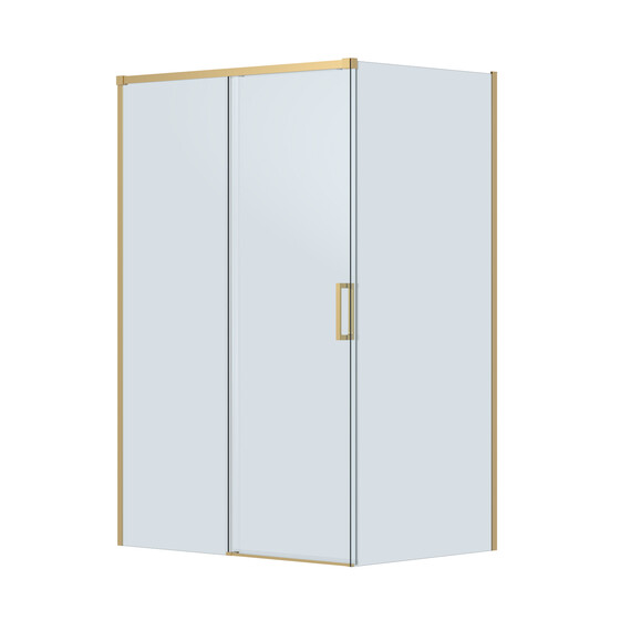 Душевое ограждение Cezares 130x100 см PLANE-AH-1-130/100-C-BORO, брашированное золото/прозрачное фото 4