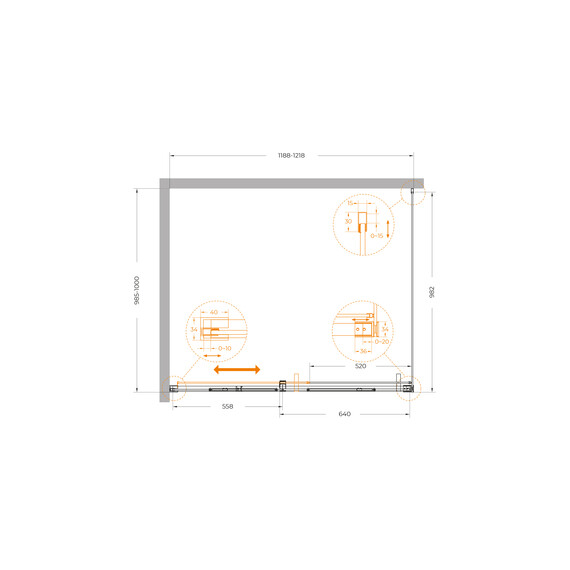 Душевое ограждение Cezares 120x100 см PLANE-AH-1-120/100-C-BORO, брашированное золото/прозрачное фото 5