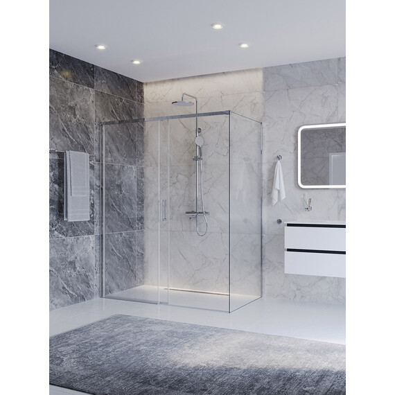 Душевое ограждение Cezares 150x90 см PLANE-AH-1-150/90-C-CR, хром/прозрачное фото 2