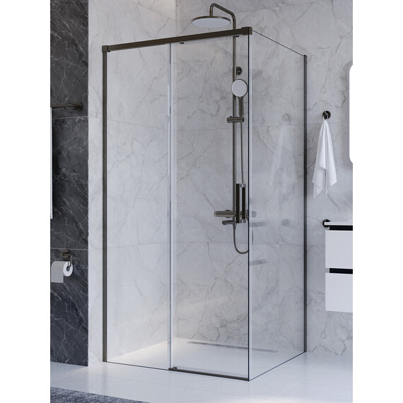 Душевое ограждение Cezares 100x80 см PLANE-AH-1-100/80-C-GM, оружейная сталь/прозрачное фото 3