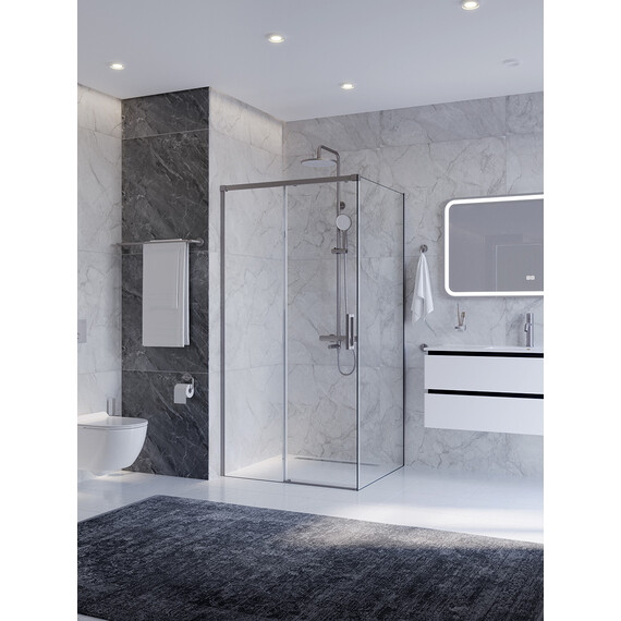 Душевое ограждение Cezares 100x80 см PLANE-AH-1-100/80-C-IN, сатин/прозрачное фото 