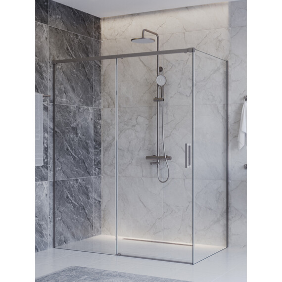 Душевое ограждение Cezares 160x90 см PLANE-AH-1-160/90-C-IN, сатин/прозрачное фото 3