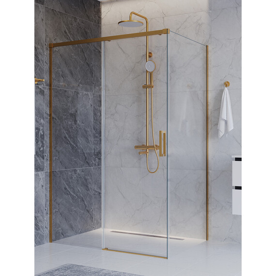 Душевое ограждение Cezares 140x100 см PLANE-AH-1-140/100-C-BORO, брашированное золото/прозрачное фото 3