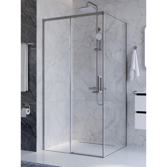 Душевое ограждение Cezares 100x80 см PLANE-AH-1-100/80-C-IN, сатин/прозрачное фото 3