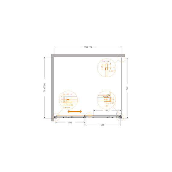 Душевое ограждение Cezares 110x100 см PLANE-AH-1-110/100-C-IN, сатин/прозрачное фото 5