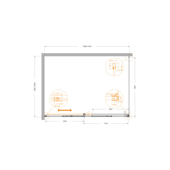 Душевое ограждение Cezares 140x100 см PLANE-AH-1-140/100-C-BORO, брашированное золото/прозрачное фото 5