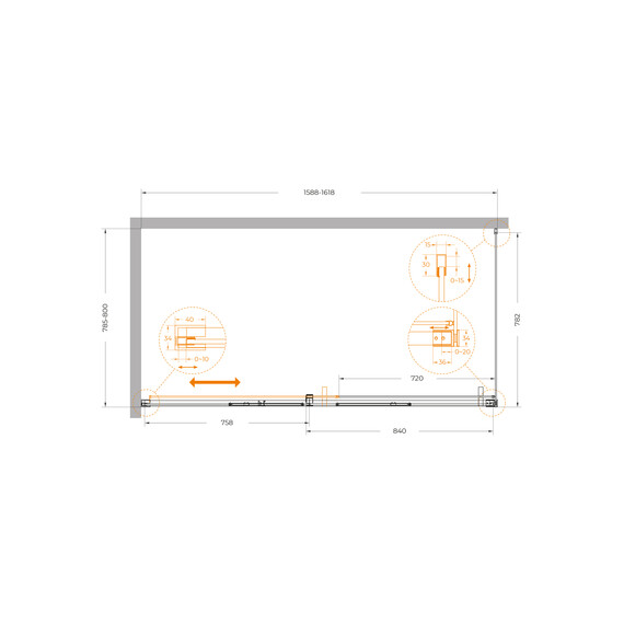 Душевое ограждение Cezares 160x80 см PLANE-AH-1-160/80-C-IN, сатин/прозрачное фото 5