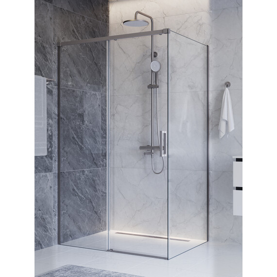 Душевое ограждение Cezares 110x100 см PLANE-AH-1-110/100-C-IN, сатин/прозрачное фото 3