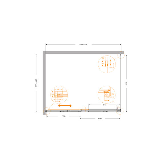 Душевое ограждение Cezares 130x100 см PLANE-AH-1-130/100-C-CR, хром/прозрачное фото 5