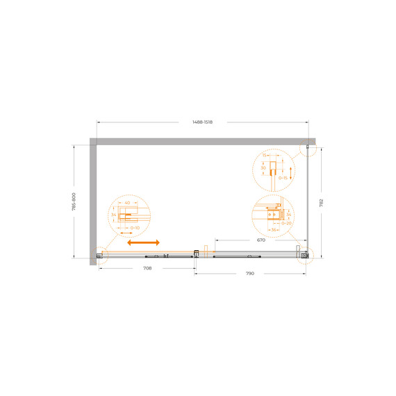 Душевое ограждение Cezares 150x80 см PLANE-AH-1-150/80-C-IN, сатин/прозрачное фото 5
