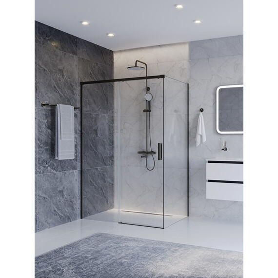 Душевое ограждение Cezares 140x100 см PLANE-AH-1-140/100-C-GM, оружейная сталь/прозрачное фото 