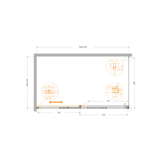 Душевое ограждение Cezares 160x90 см PLANE-AH-1-160/90-C-CR, хром/прозрачное фото 5