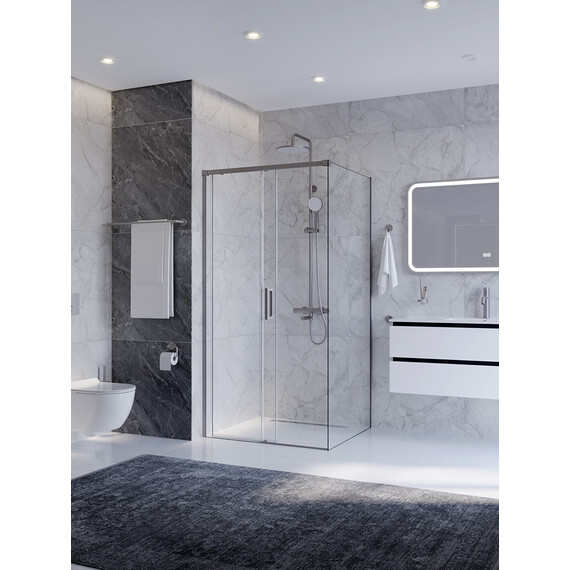 Душевое ограждение Cezares 100x80 см PLANE-AH-1-100/80-C-IN, сатин/прозрачное фото 2