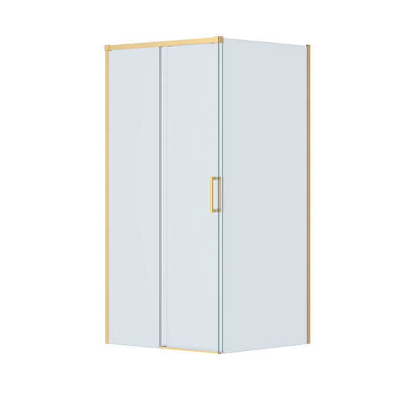 Душевое ограждение Cezares 100x80 см PLANE-AH-1-100/80-C-BORO, брашированное золото/прозрачное фото 4