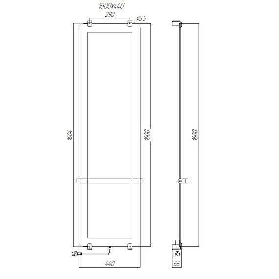 Полотенцесушитель электрический Allen Brau Infinity П1 290x1600 мм (с рейлингом) 288922, серебро фото 3